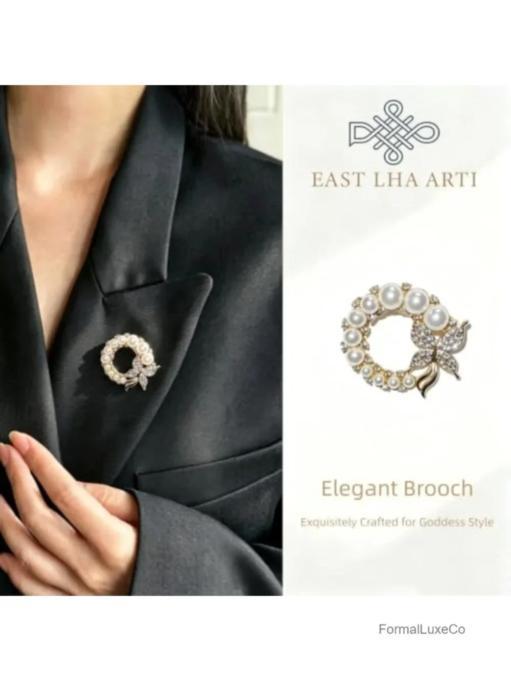 6Pcs Pearl Brooch Pins Vintage Gold Jewelry Set Women Gifts Clip Back